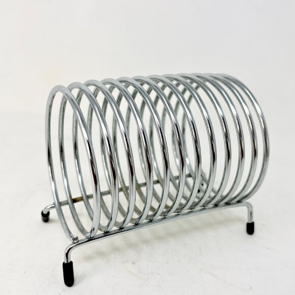 Vintage Chrome Metal Spiral Coil Letter Mail Holder Organizer Desktop Office - Picture 1 of 5